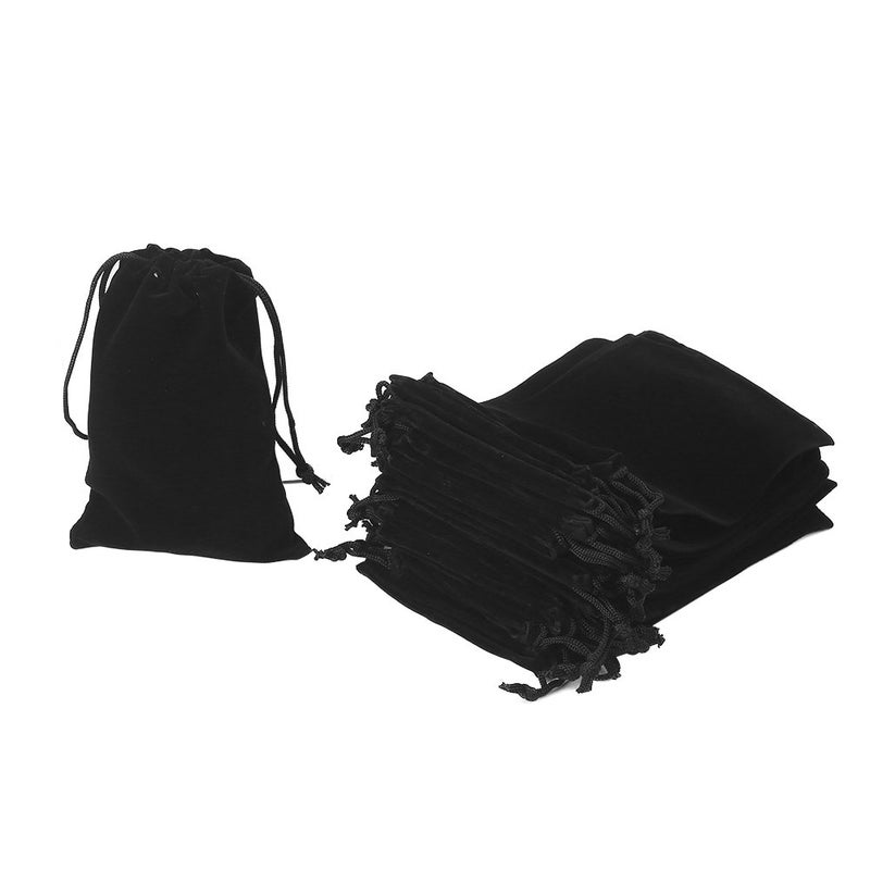 HRX Package 20pcs Velvet Drawstring Bags, 5x7 inches Velvet Pouches for Jewelry Gift Packaging (Black) - Image 1